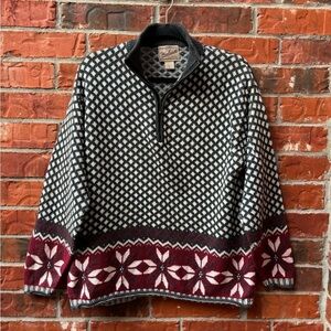 Woolrich Womens Medium Fair Isle Printed Quarter Zip Pullover Sweater